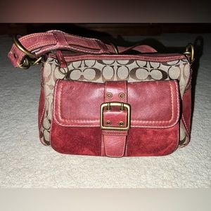 Vintage Coach Purse Fall ‘04 Special Edition Canvas w/ Red Suede & Leather